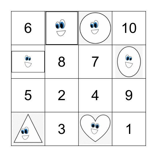 Numbers 1-10 Bingo Card