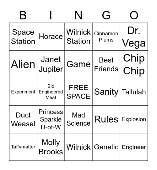 Sanity and Tallulah Book Discussion BINGO Card