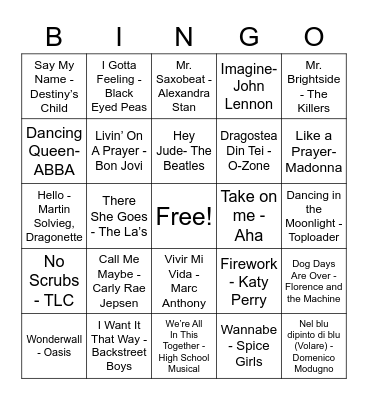 CathSoc Musical Bingo Card