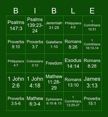 Bible Bingo Card