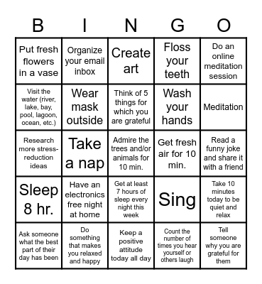 Fall into Fitness - Wellness Bingo Card