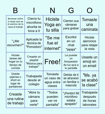 Trabajo a distancia Bingo Card