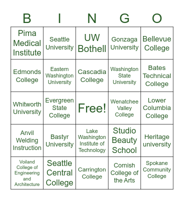 Wa State T24 Bingo Card