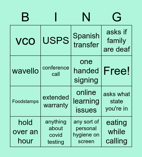 terp bingo Card