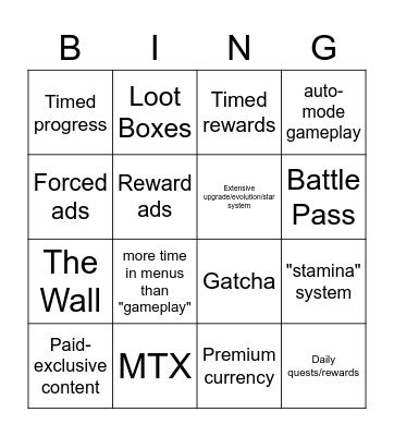 P2W BINGO Card