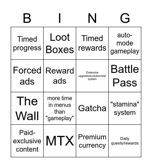 P2W BINGO Card