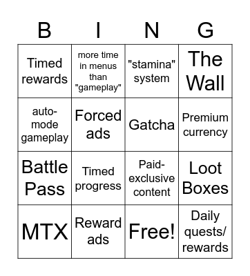 P2W BINGO Card