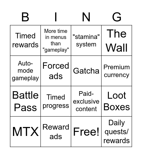 P2W BINGO Card