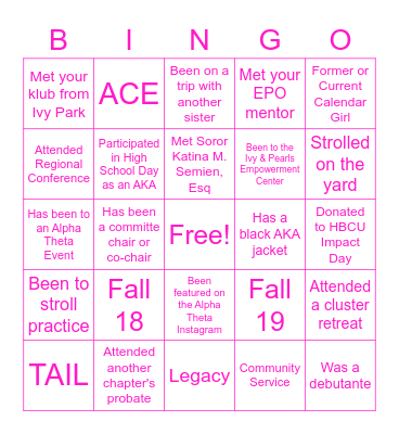 Alpha Theta Bingo Card