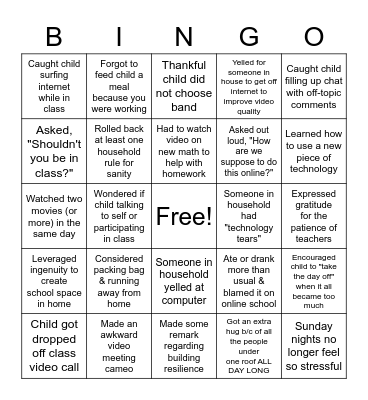 Louisa Boren K-8 STEM Online School BINGO Card
