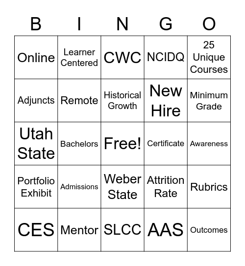 Interior Design PIM Bingo Card