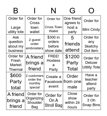 ThirtyOne Bingo Card