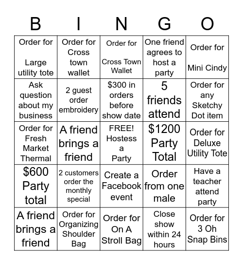 ThirtyOne Bingo Card