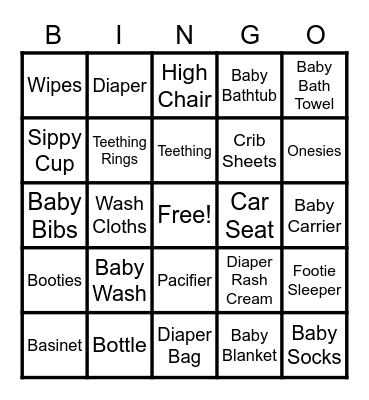 Baby Shower Bingo Card