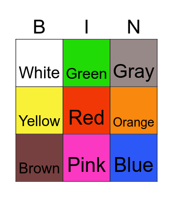 Color Bingo Card