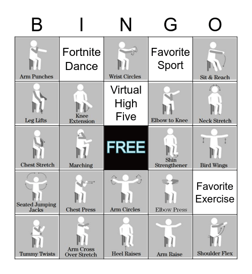 Chair Activity Bingo Card