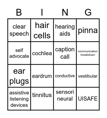 HEALTHY HEARING! Bingo Card
