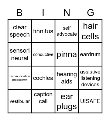 HEALTHY HEARING! Bingo Card