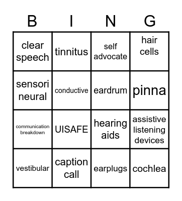 HEALTHY HEARING! Bingo Card