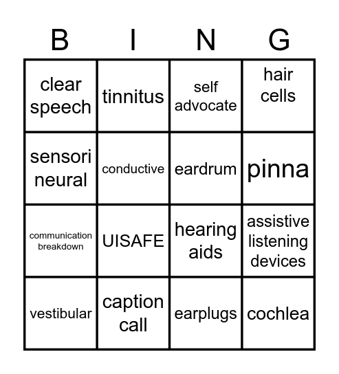 HEALTHY HEARING! Bingo Card