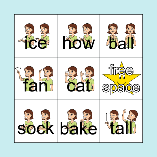 ASL Rhyming Words Bingo Card
