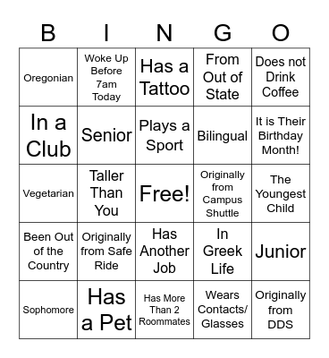 Duck Rides Bingo Card