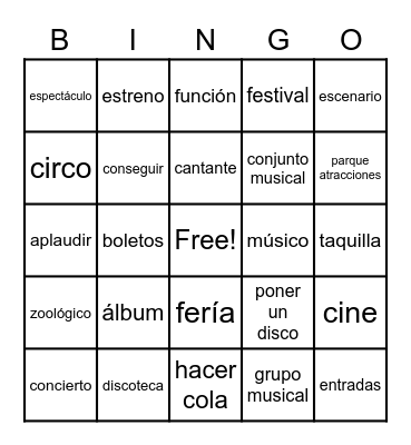 La música y más Bingo Card