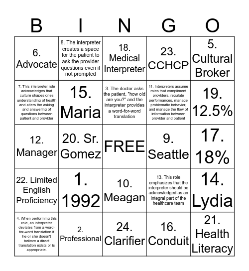 Bingo Card
