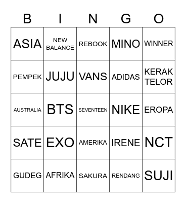MINJUJU Bingo Card