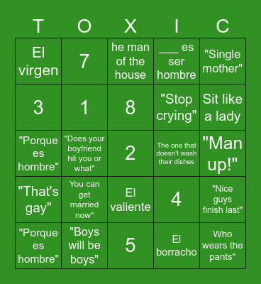 Machismo Loteria Bingo Card