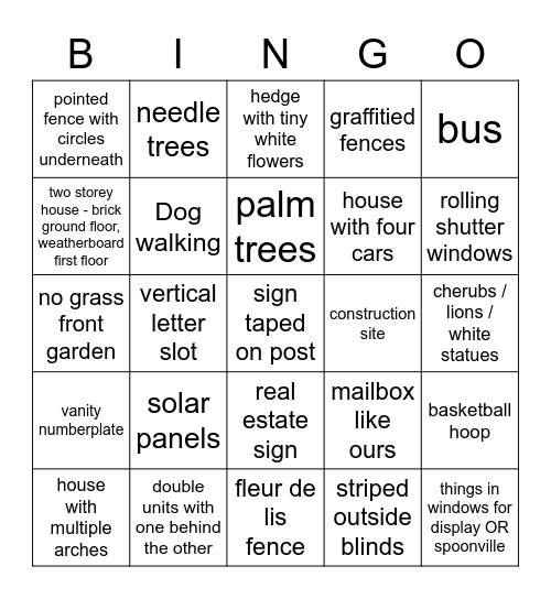 Walking Bingo Card