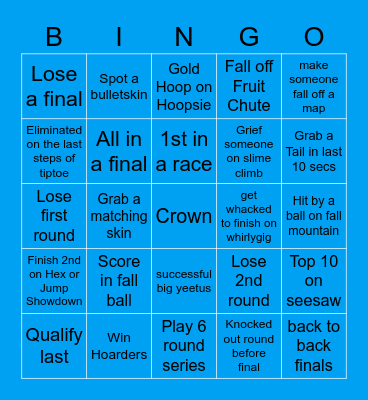 Fall Guys BINGO Card