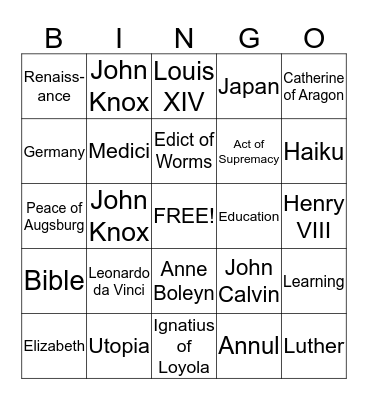 Midterm Study Guide Bingo Card
