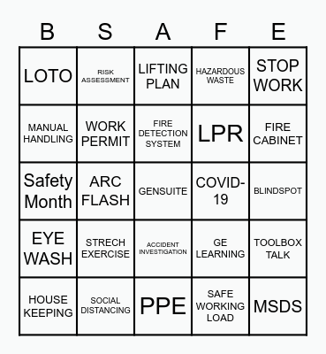 SAFETY MONTH- OWS DUBAI Bingo Card