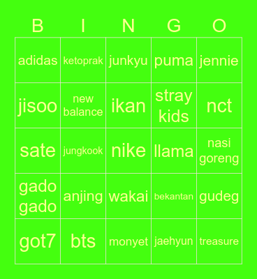 gyuri tampan Bingo Card