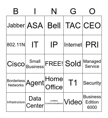 Bell and Cisco Blitz Day BINGO Card