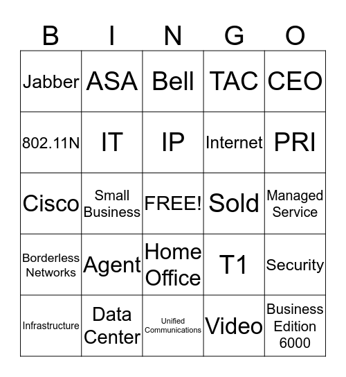 Bell and Cisco Blitz Day BINGO Card