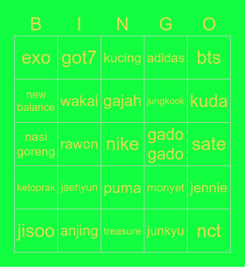 gyuri tampan Bingo Card