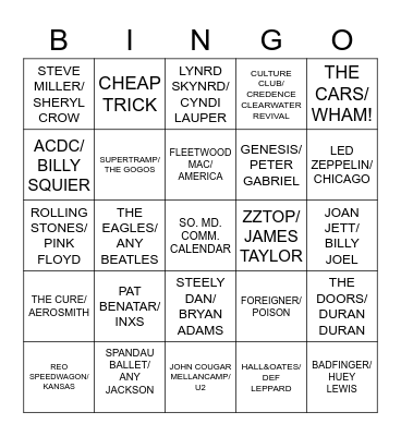 Friday Night The Bay Bingo Card