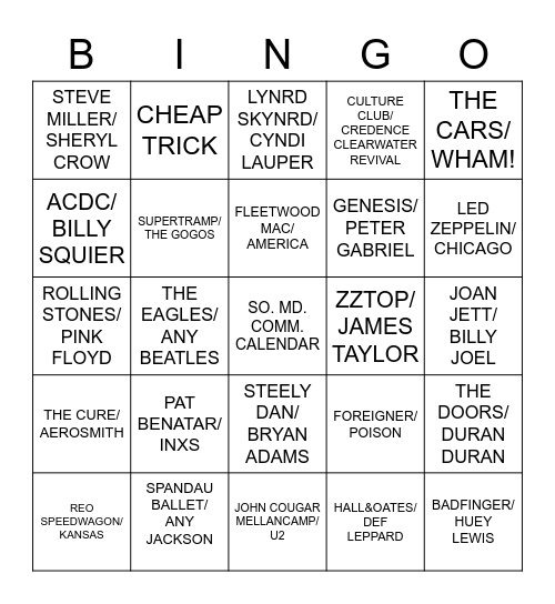 Friday Night The Bay Bingo Card