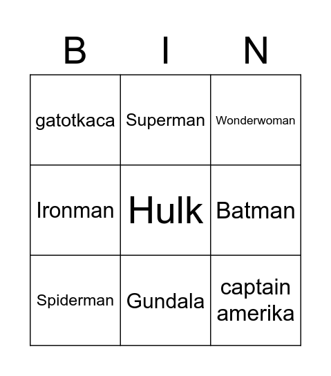 BINGO 5UPERHORO Bingo Card