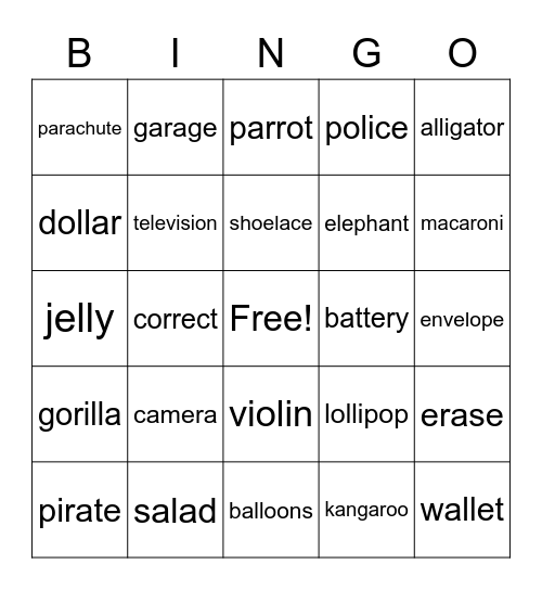 L and R: medial Bingo Card