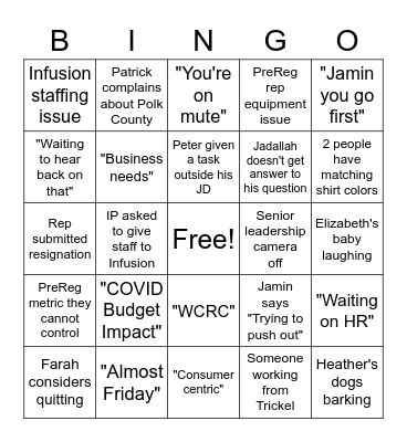 PreAccess Manager Huddle Bingo Card