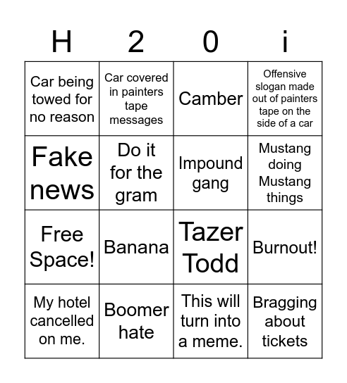 H20i Bingo Card