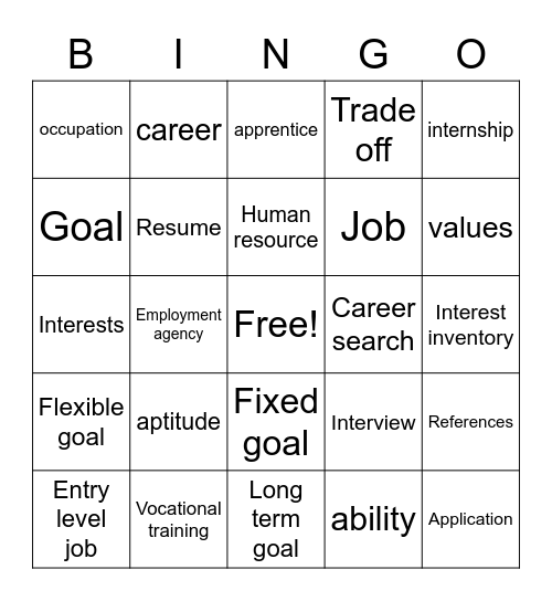 work Bingo Card