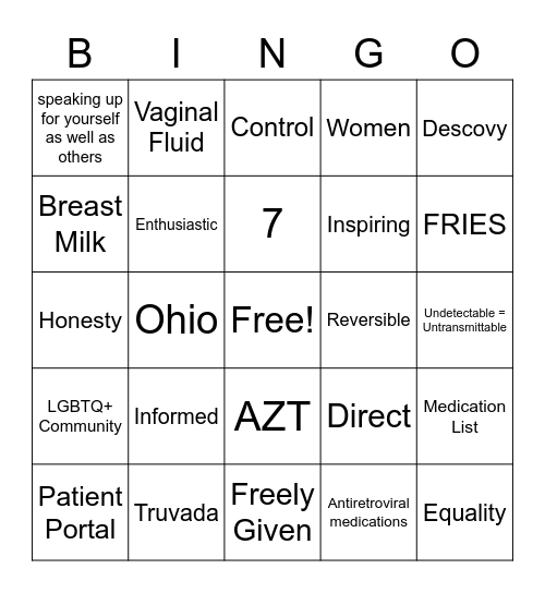 Living Positive Summit Bingo Card