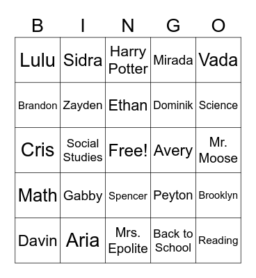 Awesome 4th Graders!! Bingo Card