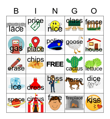 Final /s/ sentences Bingo Card