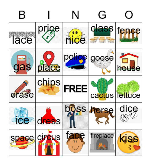 Final /s/ sentences Bingo Card