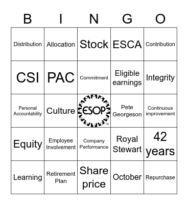 ESOP Bingo Card